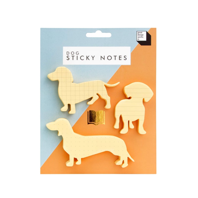 Suck UK Good Design Dog Sticky Note - Dachshund Stationery - Weiner Dog Notepad - Dachshund Gifts - Novelty Sticky Notes - Stationery Gift - Desk Accessories - Fathers Day Gift - Dotted Lined Grid Notepads - Image 1